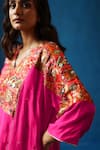 Shop_Begum_Fuchsia Phiran Habutai Silk Embroidery Nakshi V Shikanji Resham And Pant Set _Online_at_Aza_Fashions