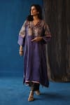 Buy_Begum_Purple Phiran Habutai Silk Embroidery Nakshi V Shikanji Floral And Pant Set _at_Aza_Fashions