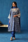 Buy_Begum_Blue Kurta Silk Embroidery Sequin V Neck Kaanji Set _at_Aza_Fashions