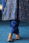 Begum_Blue Kurta Silk Embroidery Sequin V Neck Kaanji Set _Online_at_Aza_Fashions