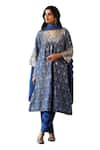 Buy_Begum_Blue Kurta Silk Embroidery Sequin V Neck Kaanji Set _Online_at_Aza_Fashions