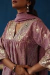 Buy_Begum_Purple Kurta Silk Embroidery Sequin V Neck Kaanji Set 