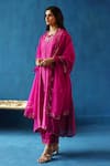 Begum_Pink Kurta Silk Embroidery Sequin Round Kala Khatta Sleeve Set _Online_at_Aza_Fashions