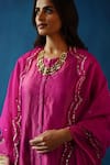 Shop_Begum_Pink Kurta Silk Embroidery Sequin Round Kala Khatta Sleeve Set _Online_at_Aza_Fashions