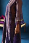 Shop_Begum_Purple Kurta Silk Embroidery Sequin Round Kala Khatta Placement Set _Online_at_Aza_Fashions