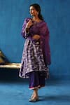 Buy_Begum_Purple Kurta Silk Woven Sequin Round Aam Panna Embroidered Set _at_Aza_Fashions