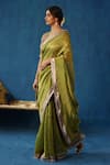 Begum_Green Saree Silk Woven Zari Round Sharbat With Blouse _Online_at_Aza_Fashions