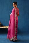 Shop_Begum_Pink Saree Silk Woven Zari Round Sharbat Gota Border Embellished With Blouse _at_Aza_Fashions