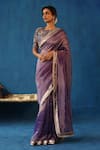 Buy_Begum_Purple Saree Silk Woven Zari Round Sharbat Border Embellished With Blouse _at_Aza_Fashions