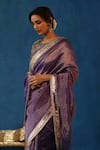 Begum_Purple Saree Silk Woven Zari Round Sharbat Border Embellished With Blouse _Online_at_Aza_Fashions