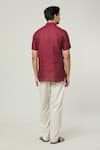 Shop_Arihant Rai Sinha_Maroon Linen Plain Solid Short Kurta _at_Aza_Fashions