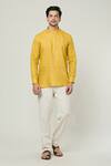 Buy_Arihant Rai Sinha_Yellow Linen Plain Kurta _at_Aza_Fashions