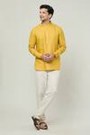 Arihant Rai Sinha_Yellow Linen Plain Kurta _Online_at_Aza_Fashions