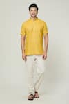 Buy_Arihant Rai Sinha_Yellow Linen Plain Short Kurta _at_Aza_Fashions