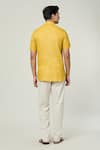 Shop_Arihant Rai Sinha_Yellow Linen Plain Short Kurta _at_Aza_Fashions