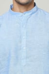Arihant Rai Sinha_Blue Linen Solid Short Kurta _at_Aza_Fashions