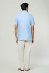 Shop_Arihant Rai Sinha_Blue Linen Plain Short Kurta _at_Aza_Fashions