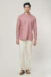 Buy_Arihant Rai Sinha_Pink Linen Plain Short Kurta _at_Aza_Fashions