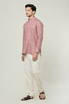 Arihant Rai Sinha_Pink Linen Plain Short Kurta _Online_at_Aza_Fashions