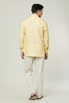 Shop_Arihant Rai Sinha_Yellow Linen Mandarin Collar Kurta _at_Aza_Fashions