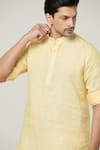 Arihant Rai Sinha_Yellow Linen Mandarin Collar Kurta _at_Aza_Fashions