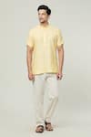 Buy_Arihant Rai Sinha_Yellow Linen Plain Kurta _at_Aza_Fashions