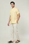 Buy_Arihant Rai Sinha_Yellow Linen Plain Kurta _Online_at_Aza_Fashions