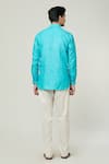 Shop_Arihant Rai Sinha_Blue Linen Plain Full Sleeve Kurta _at_Aza_Fashions