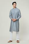 Buy_Arihant Rai Sinha_Grey Linen Textured Pattern Kurta _at_Aza_Fashions