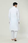 Shop_Arihant Rai Sinha_White Linen Mandarin Collar Kurta _at_Aza_Fashions