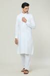Buy_Arihant Rai Sinha_White Linen Mandarin Collar Kurta _Online_at_Aza_Fashions