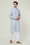 Buy_Arihant Rai Sinha_Grey Linen Straight Plain Kurta _Online_at_Aza_Fashions