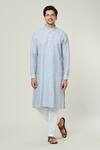 Arihant Rai Sinha_Grey Linen Straight Plain Kurta _at_Aza_Fashions