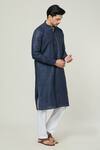 Arihant Rai Sinha Blue Linen Solid Straight Kurta Online at Aza Fashions Arihant Rai Sinha_Blue Linen Solid Straight Kurta _Online_at_Aza_Fashions