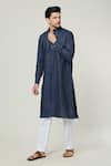 Buy Arihant Rai Sinha Blue Linen Solid Straight Kurta Online at Aza Fashions Buy_Arihant Rai Sinha_Blue Linen Solid Straight Kurta _Online_at_Aza_Fashions