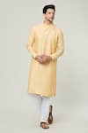 Buy_Arihant Rai Sinha_Yellow Linen Straight Kurta _at_Aza_Fashions
