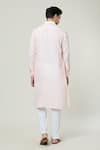 Shop_Arihant Rai Sinha_Pink Linen Plain Mandarin Collar Kurta _at_Aza_Fashions