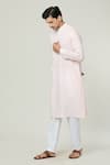 Buy_Arihant Rai Sinha_Pink Linen Plain Mandarin Collar Kurta _Online_at_Aza_Fashions