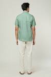 Shop_Aryavir Malhotra_Green Linen Half Sleeves Shirt _at_Aza_Fashions