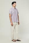 Arihant Rai Sinha_Purple Linen Solid Plain Collared Shirt _Online_at_Aza_Fashions