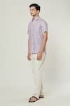 Buy_Arihant Rai Sinha_Purple Linen Solid Plain Collared Shirt _Online_at_Aza_Fashions