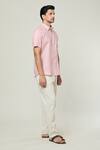 Aryavir Malhotra_Pink Linen Solid Collared Shirt _Online_at_Aza_Fashions