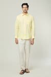 Buy_Arihant Rai Sinha_Yellow Linen Solid Pocket Detail Full Sleeves Shirt _at_Aza_Fashions