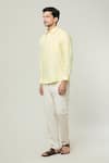 Arihant Rai Sinha_Yellow Linen Solid Pocket Detail Full Sleeves Shirt _Online_at_Aza_Fashions