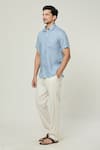 Arihant Rai Sinha_Grey Linen Pocket Detail Button Down Shirt _Online_at_Aza_Fashions