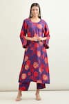 Buy_Archana Shah_Blue Printed Floral Round Kurta And Pant Co-ord Set _Online_at_Aza_Fashions