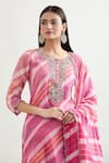 Pink City by Sarika_Pink Printed Striped Round Diagonal Kurta Sharara Set _at_Aza_Fashions