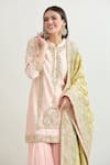 Sheetal Batra_Pink Embroidered Floral Mandarin Kurta Sharara Set _at_Aza_Fashions