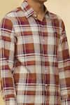 The Men's Kompany_Brown Cotton Printed Checks Checkered Shirt  _at_Aza_Fashions