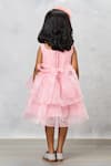 Shop_Pinkcow designs pvt ltd_Peach Organza Embroidered Pearl Ruffled Embellished Dress _at_Aza_Fashions